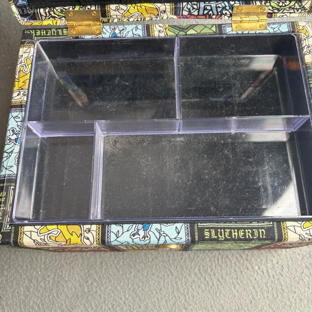 Harry Potter Stained Glass House Crests Fabric Sewing Basket Storage Box